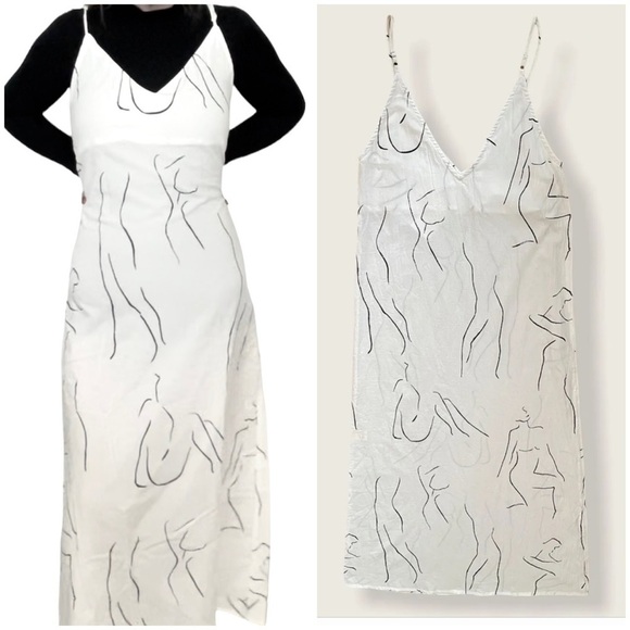 Olympia Etal Dresses & Skirts - Olympia Etal Belle Dress Line drawing figure Print On Marshmallow cotton art